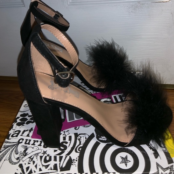 Shoes - Black fuzzy heels Shoes - Black fuzzy heels